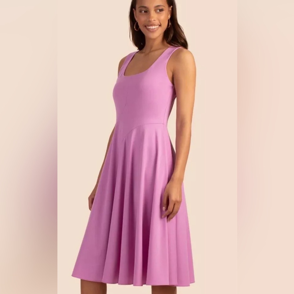 TRINA TURK SATISFACTION MIDI FIT AND FLARE TANK DRESS, Sugarberry, MSRP $298, 2x
